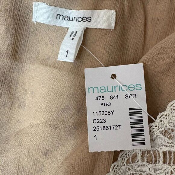 Maurices Lace Tank  Plus Size 1 Cream and Tan New With Tag - Picture 4 of 8